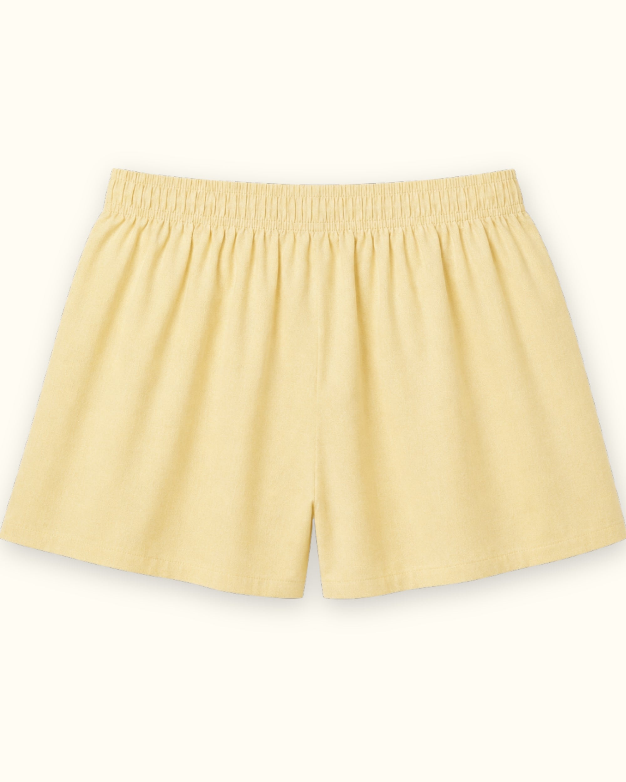 Shorts boxer in cotone Oxford Giallo Chiaro, vista posteriore, con vita e linea della gamba