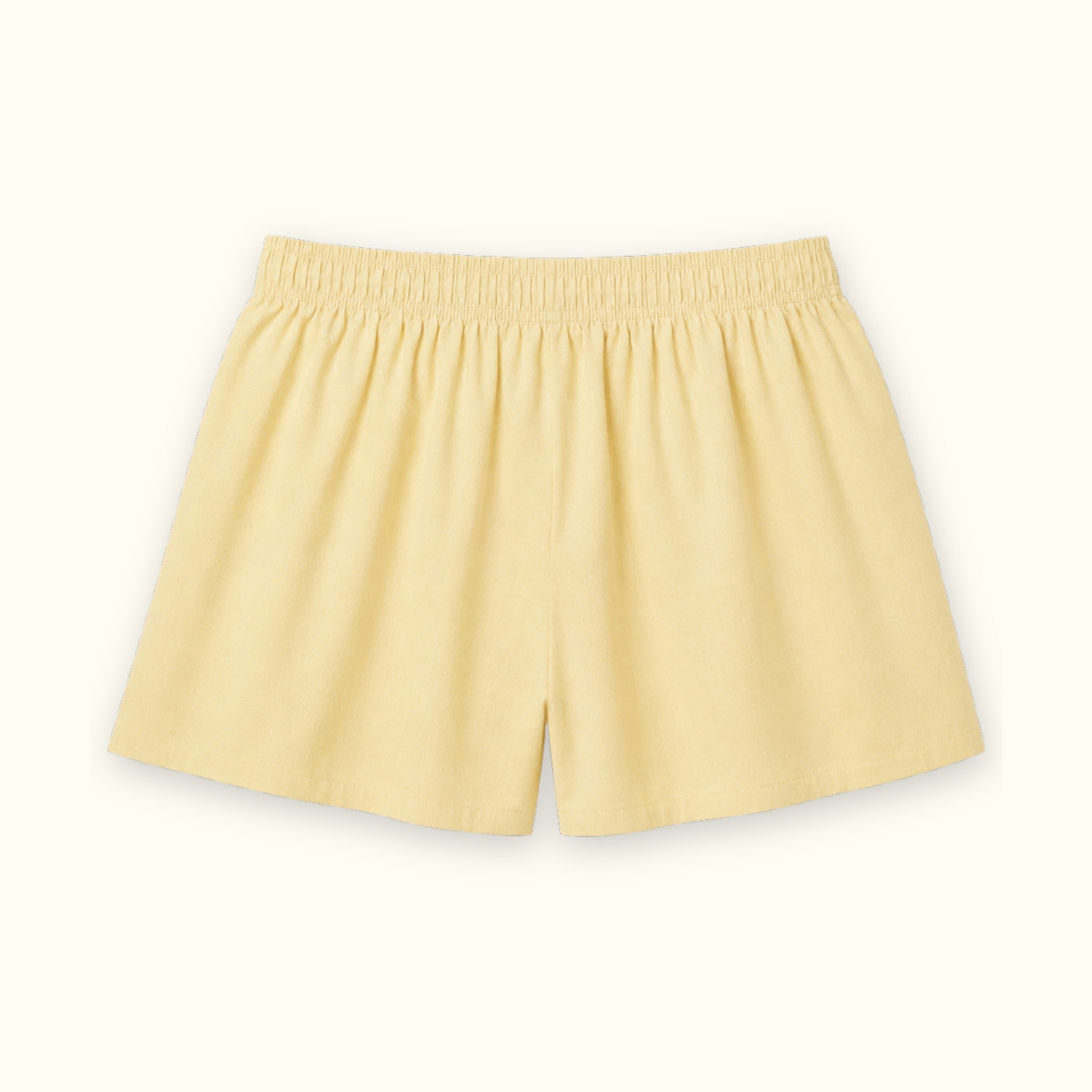 Katoenen boxer shorts in Lichtgeel Oxford, achteraanzicht, met tailleband en pijpvorm