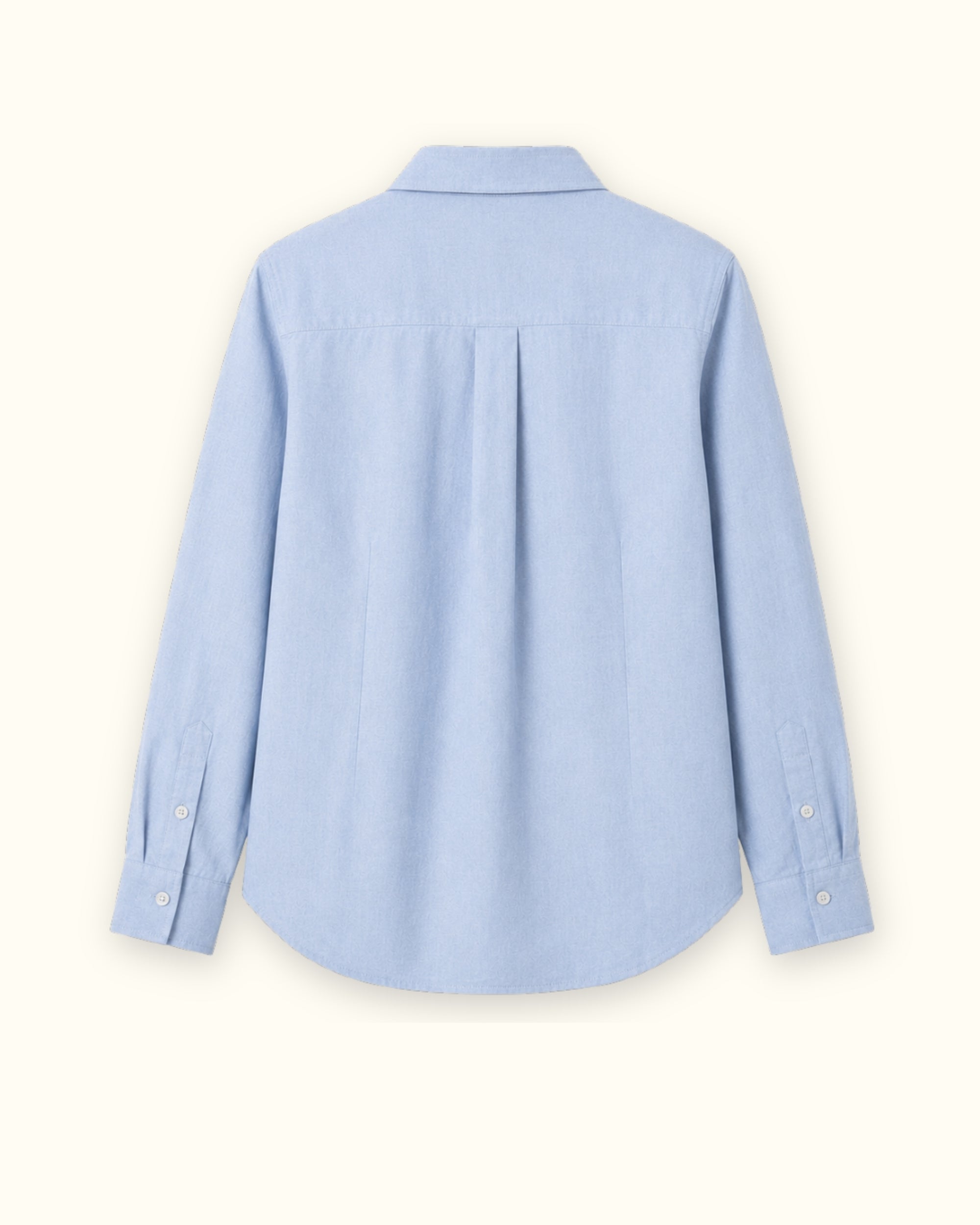 Regular Fit Linen Shirt in Light Blue, back view, showing collar, hem and relaxed tailoring