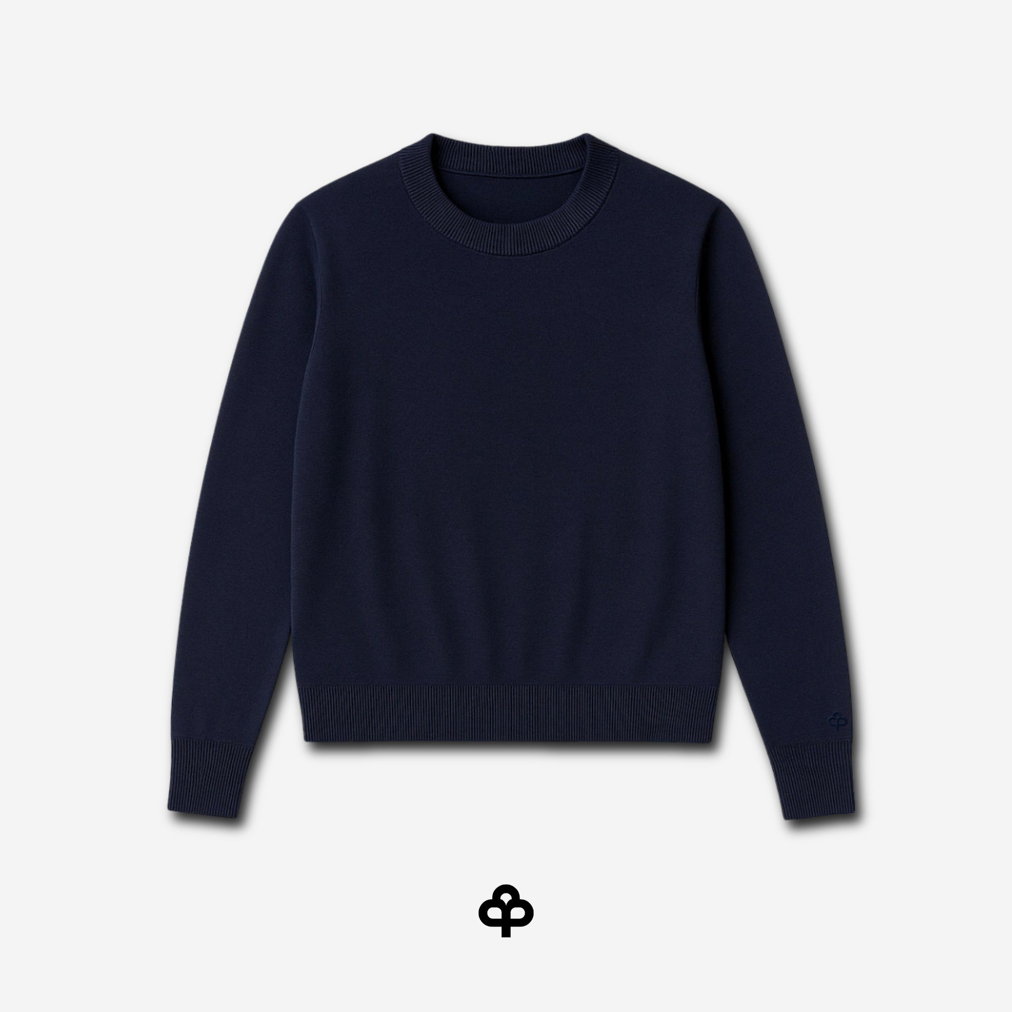 Extra fine merino wool crew neck sweater in Navy - Pamuuc
