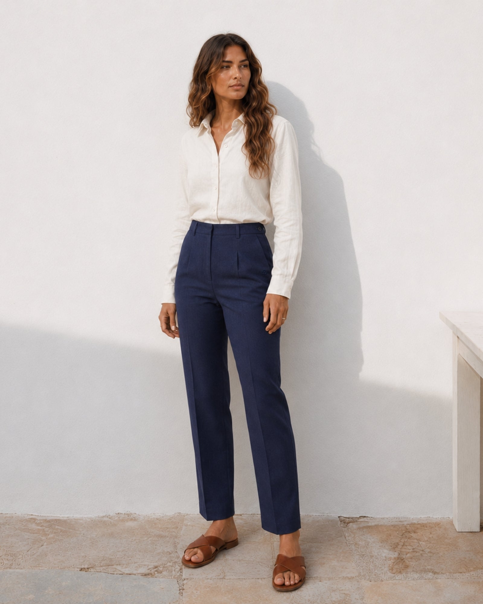 Pantaloni in lino straight leg