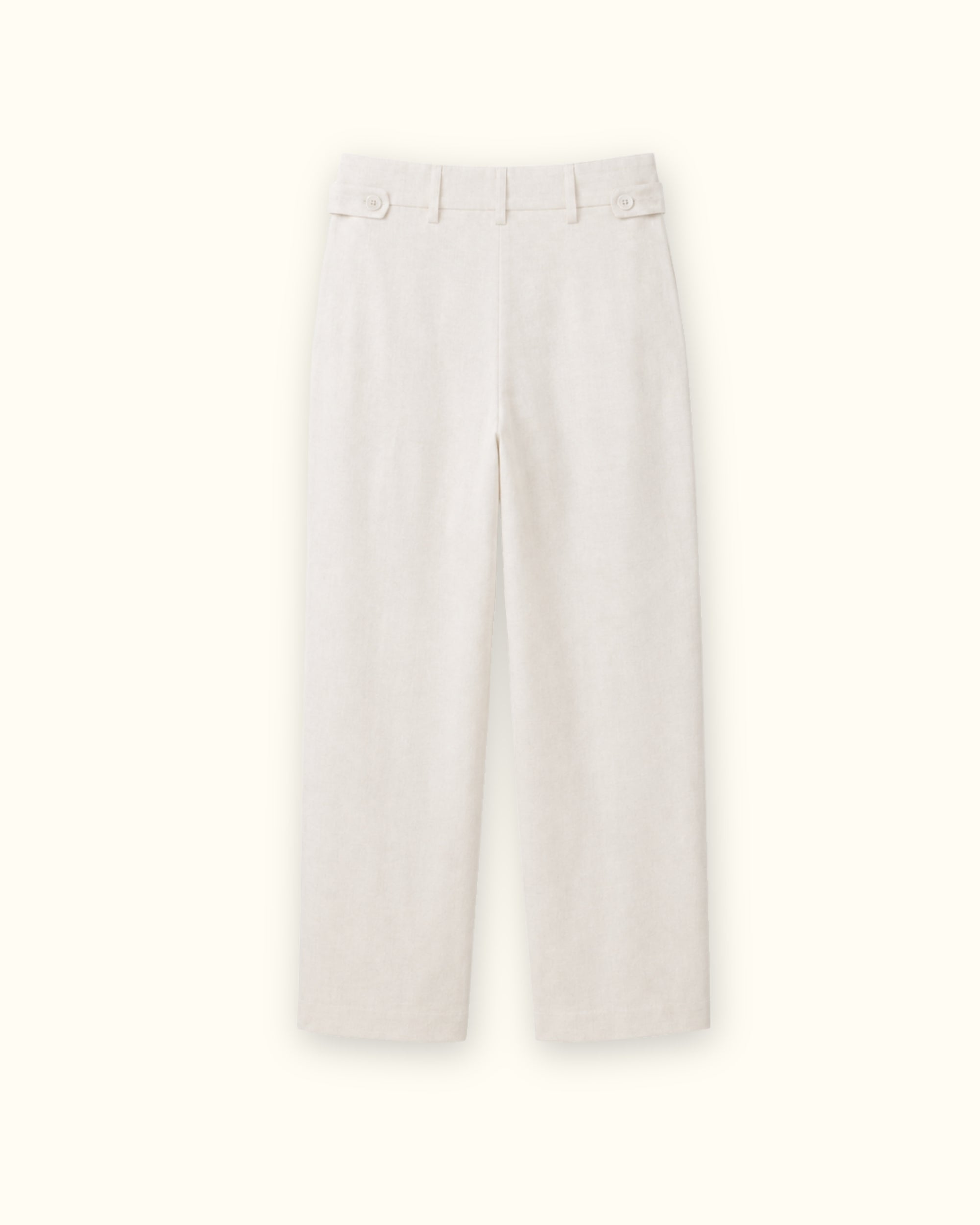 Pantaloni in lino straight leg Off White, vista posteriore, con pince e linea dellstraight leg