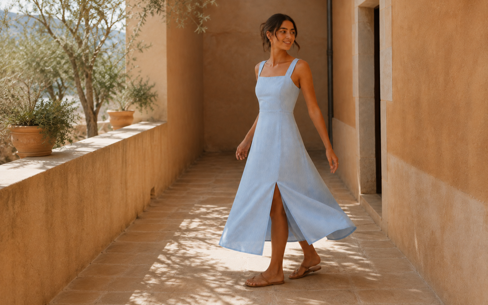 Wie sich ein Midikleid aus Leinen bewegen sollte