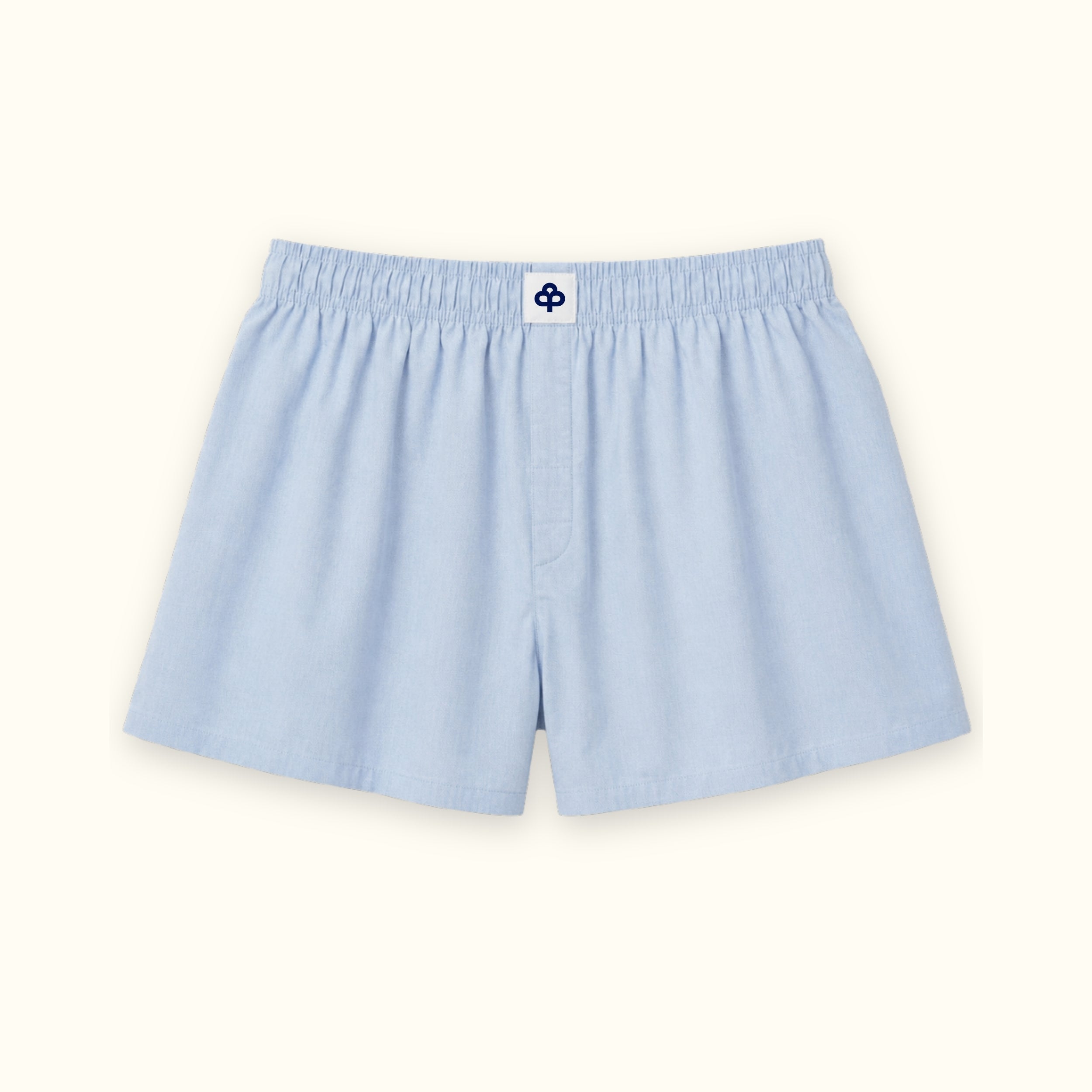 Katoenen boxer shorts in Lichtblauw, vooraanzicht, met tailleband en pijpvorm