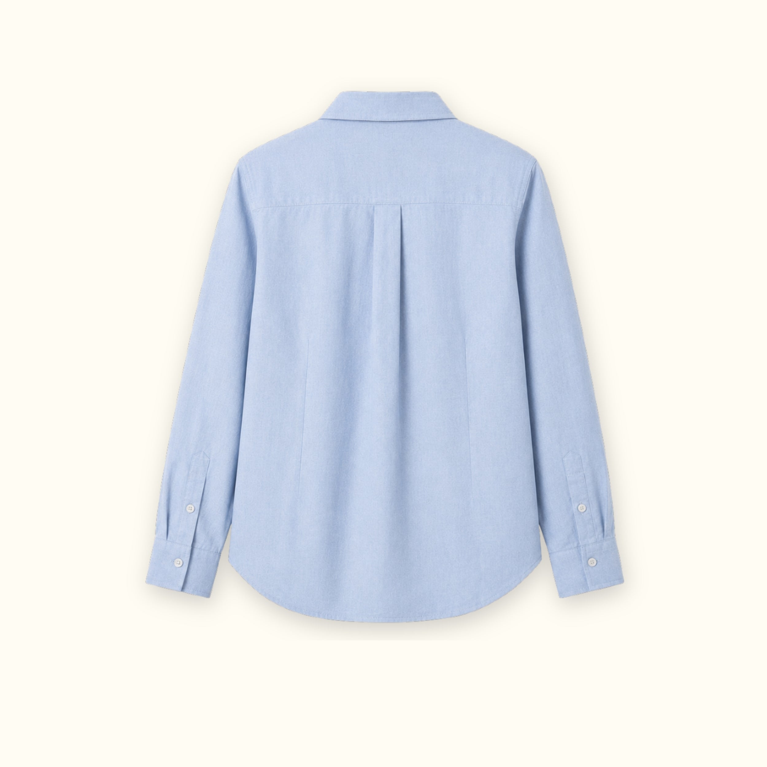 Regular Fit Linen Shirt in Light Blue, back view, showing collar, hem and relaxed tailoring